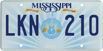 MS license plate LKN210