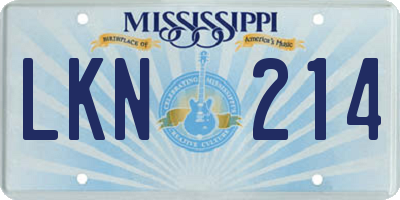 MS license plate LKN214