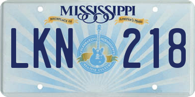 MS license plate LKN218