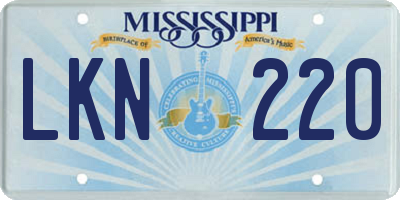 MS license plate LKN220