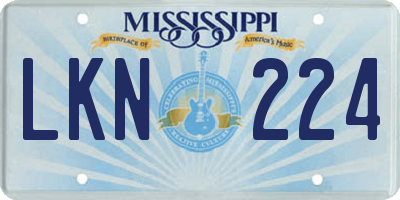 MS license plate LKN224