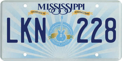 MS license plate LKN228