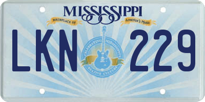 MS license plate LKN229