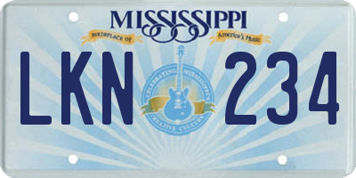 MS license plate LKN234
