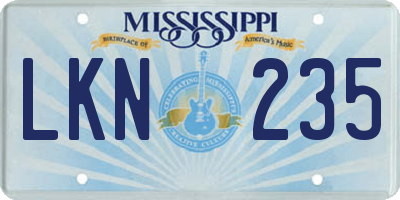 MS license plate LKN235