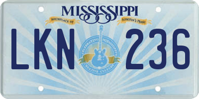 MS license plate LKN236