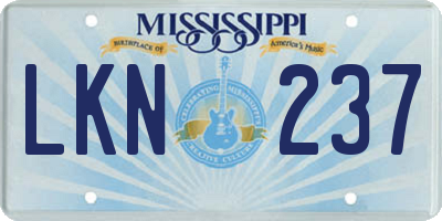 MS license plate LKN237