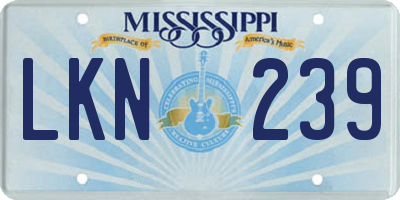 MS license plate LKN239