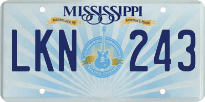 MS license plate LKN243