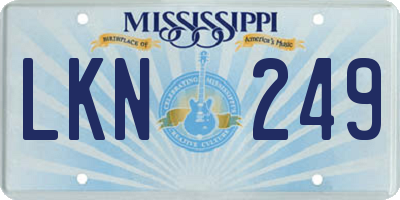 MS license plate LKN249