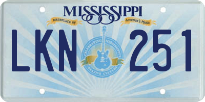 MS license plate LKN251