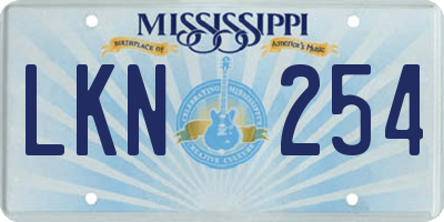 MS license plate LKN254