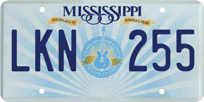 MS license plate LKN255