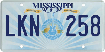 MS license plate LKN258