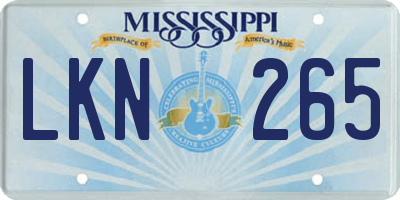 MS license plate LKN265