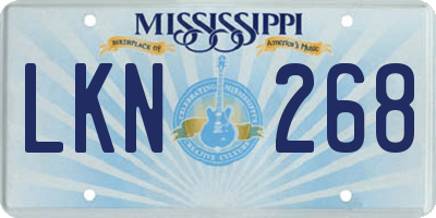 MS license plate LKN268
