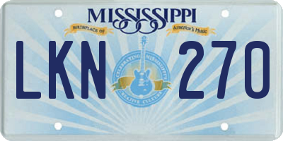 MS license plate LKN270