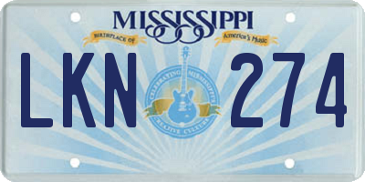 MS license plate LKN274