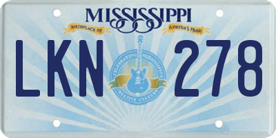 MS license plate LKN278