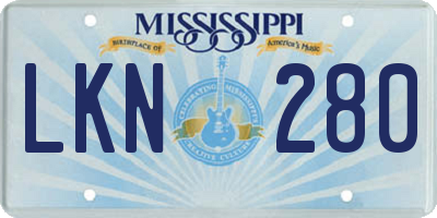 MS license plate LKN280