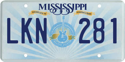 MS license plate LKN281