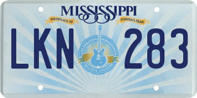 MS license plate LKN283