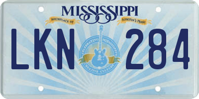 MS license plate LKN284