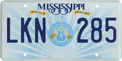 MS license plate LKN285