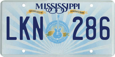 MS license plate LKN286