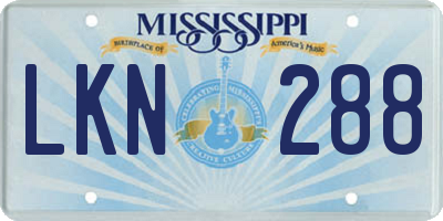 MS license plate LKN288