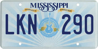 MS license plate LKN290