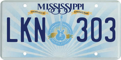 MS license plate LKN303