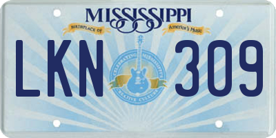 MS license plate LKN309