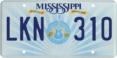 MS license plate LKN310