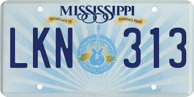 MS license plate LKN313