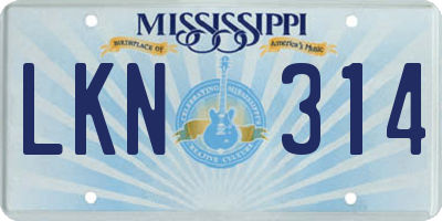 MS license plate LKN314