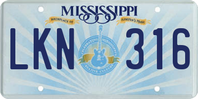 MS license plate LKN316