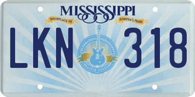 MS license plate LKN318