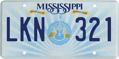 MS license plate LKN321