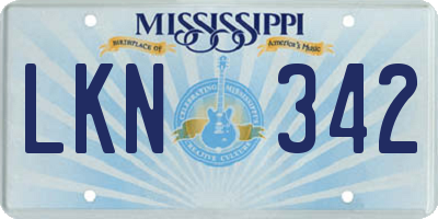 MS license plate LKN342