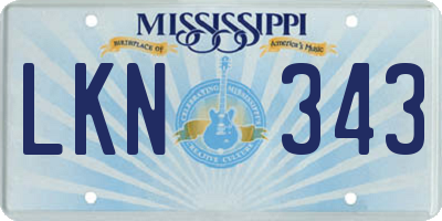 MS license plate LKN343