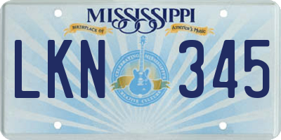 MS license plate LKN345