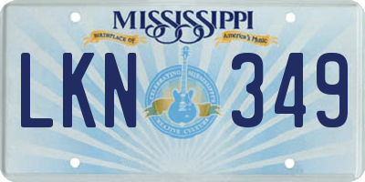 MS license plate LKN349