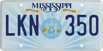 MS license plate LKN350