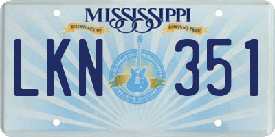 MS license plate LKN351
