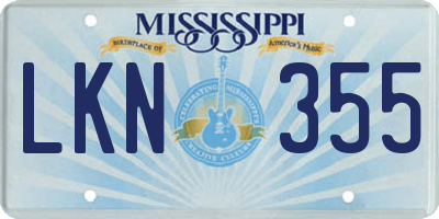 MS license plate LKN355