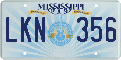MS license plate LKN356