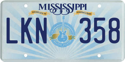 MS license plate LKN358