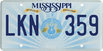 MS license plate LKN359
