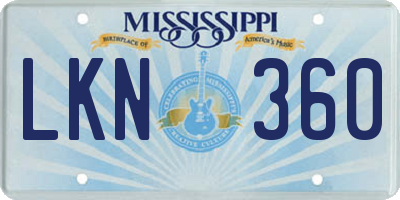 MS license plate LKN360